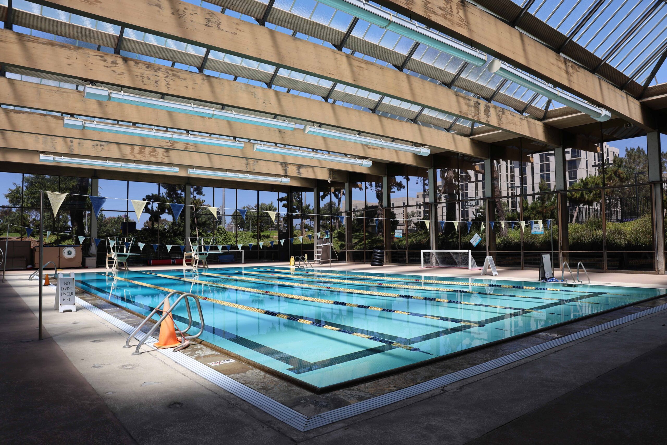 Interior photo of the natatorium pool located in the Main Gym Complex.